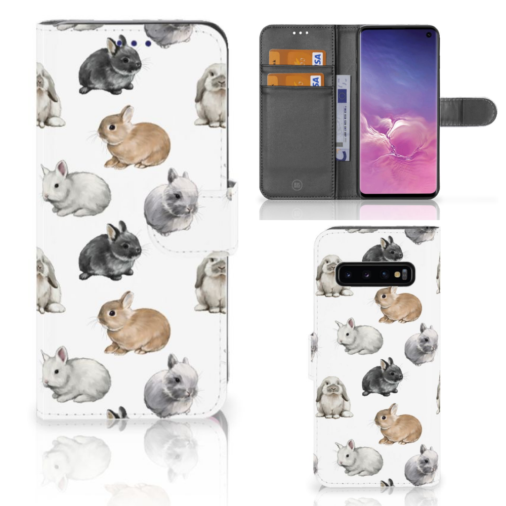 Telefoonhoesje met Pasjes voor Samsung Galaxy S10 Konijntjes