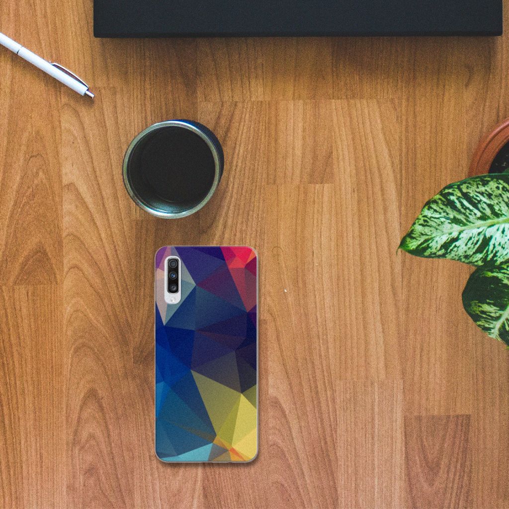 Samsung Galaxy A70 TPU Hoesje Polygon Dark