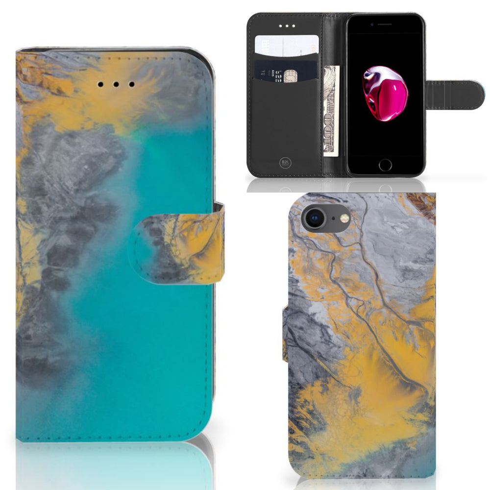 iPhone 7 | 8 | SE (2020) | SE (2022) Bookcase Marble Blue Gold