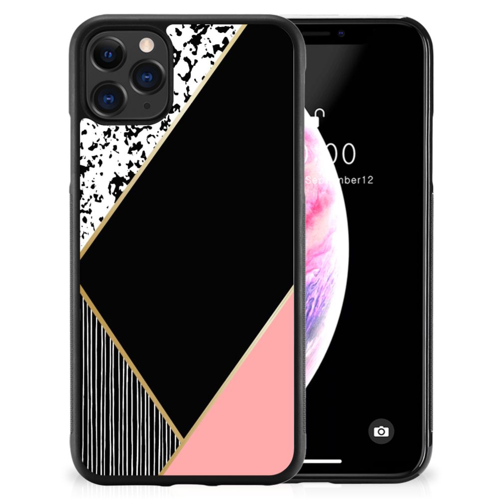 Apple iPhone 11 Pro Max Grip Case Zwart Roze Vormen B2C Telecom