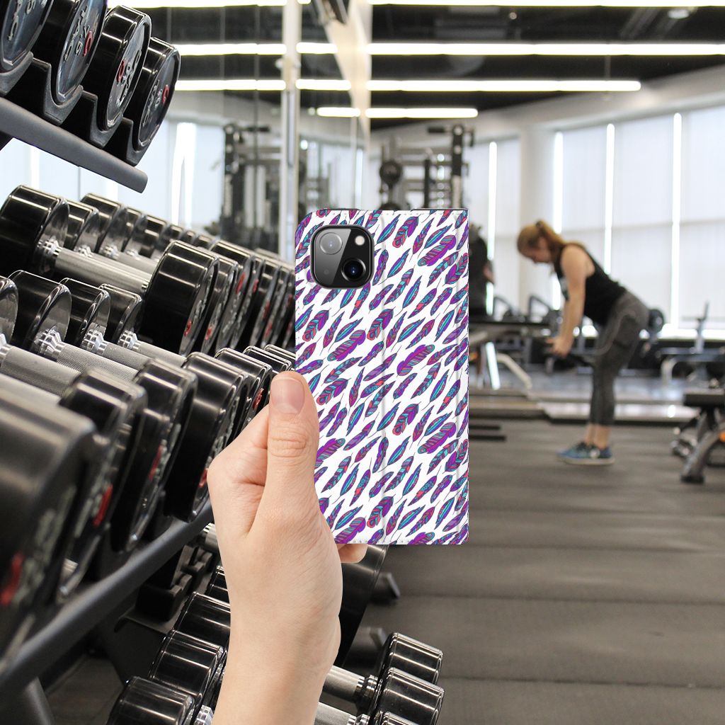 Apple iPhone 14 Plus Hoesje met Magneet Feathers Color