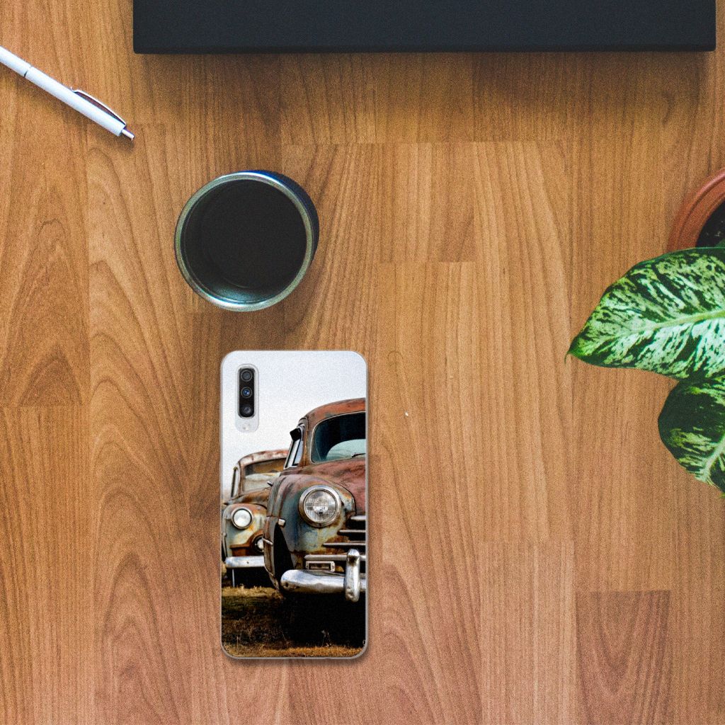 Samsung Galaxy A70 Siliconen Hoesje met foto Vintage Auto