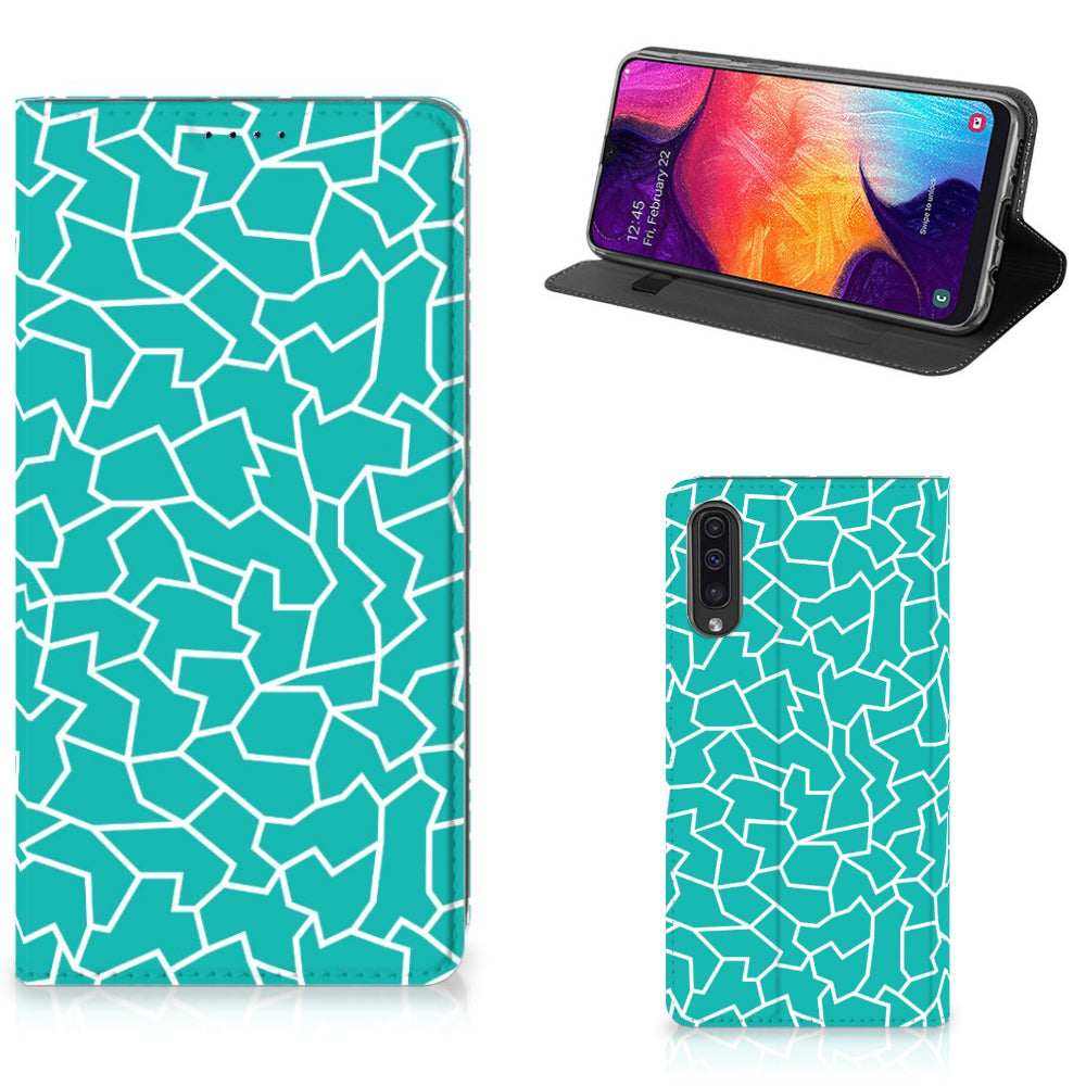 Samsung Galaxy A50 Bookcase Cracks Blue