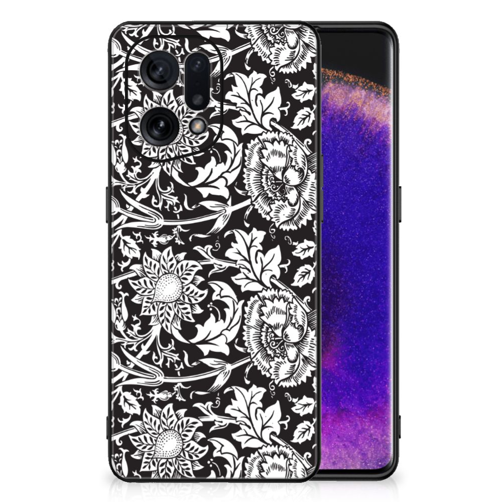 OPPO Find X5 Bloemen Hoesje Black Flowers