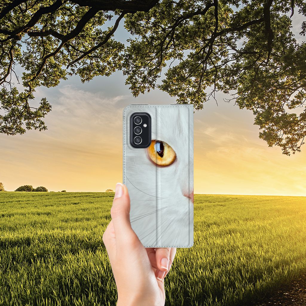 Samsung Galaxy M52 Hoesje maken Witte Kat - B2C Telecom