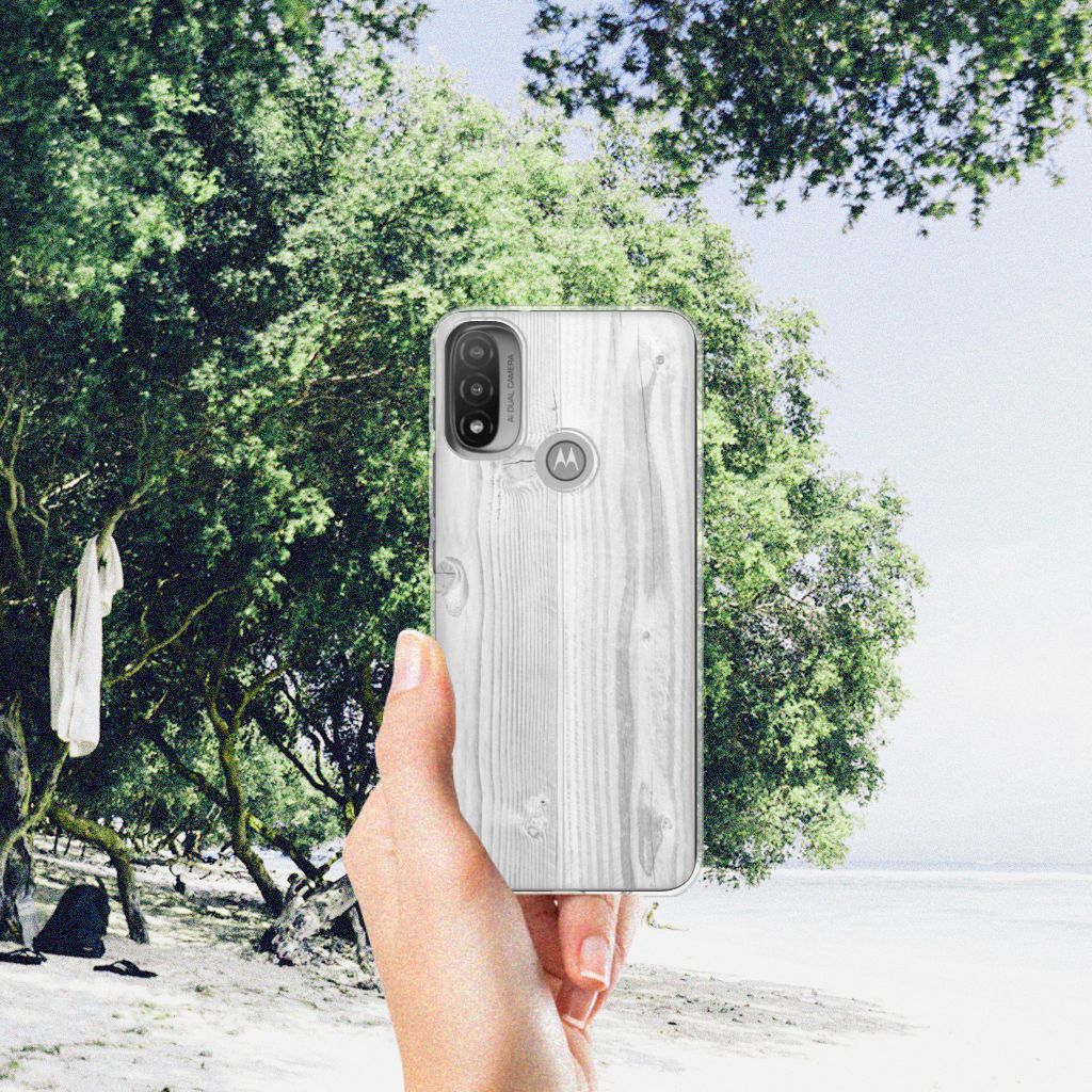 Motorola Moto E20 | E40 Bumper Hoesje White Wood B2C Telecom
