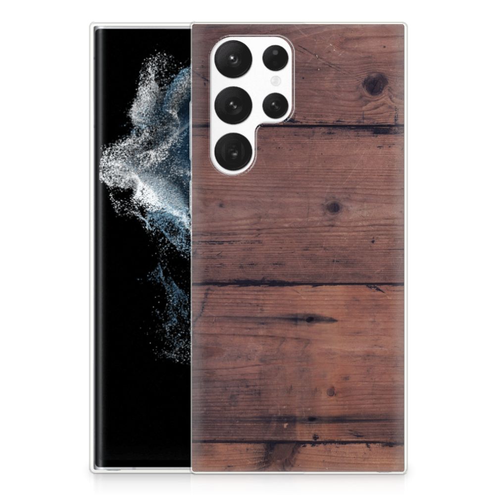 Samsung Galaxy S22 Ultra Bumper Hoesje Old Wood