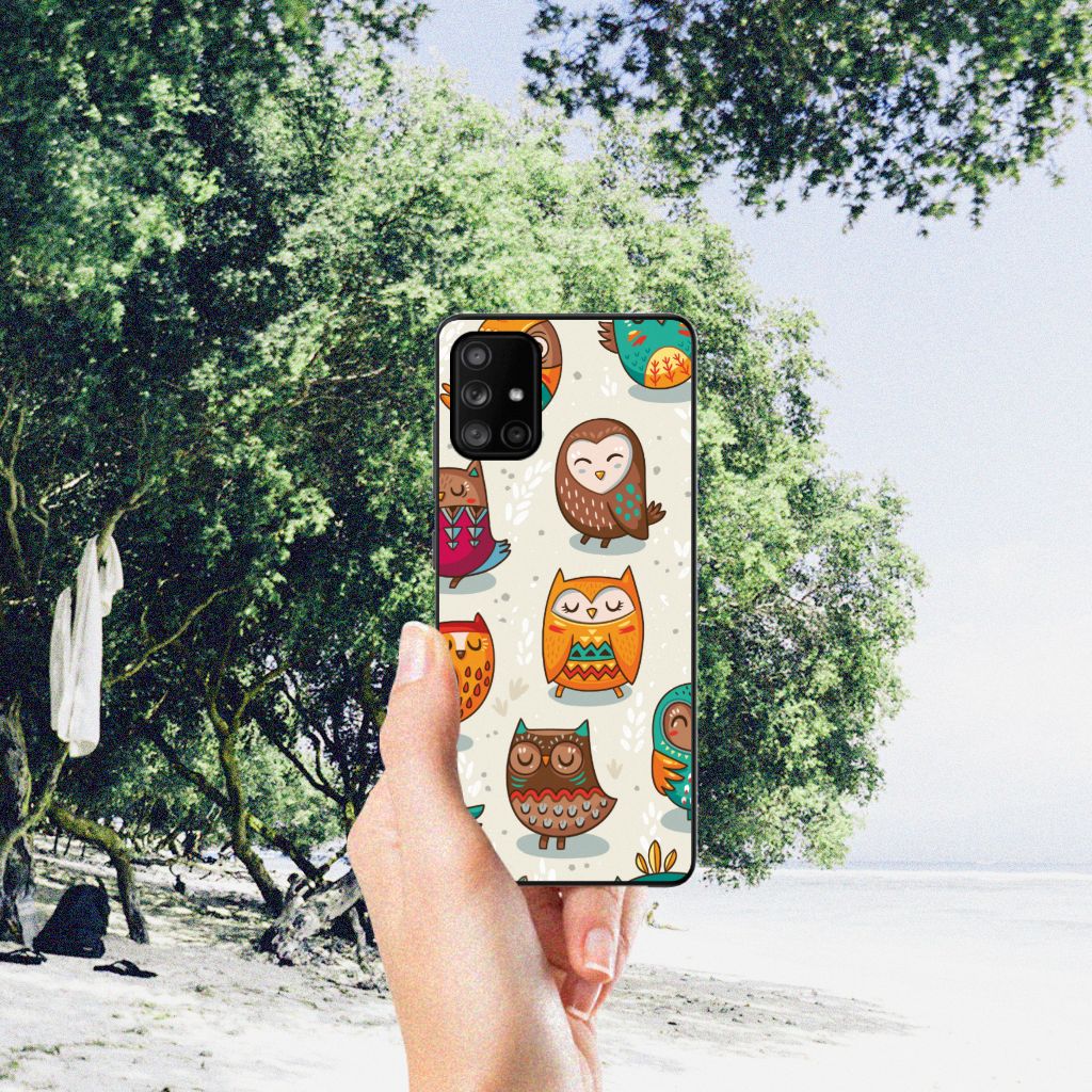 Samsung Galaxy A71 Dierenprint Telefoonhoesje Vrolijke Uilen B2C Telecom