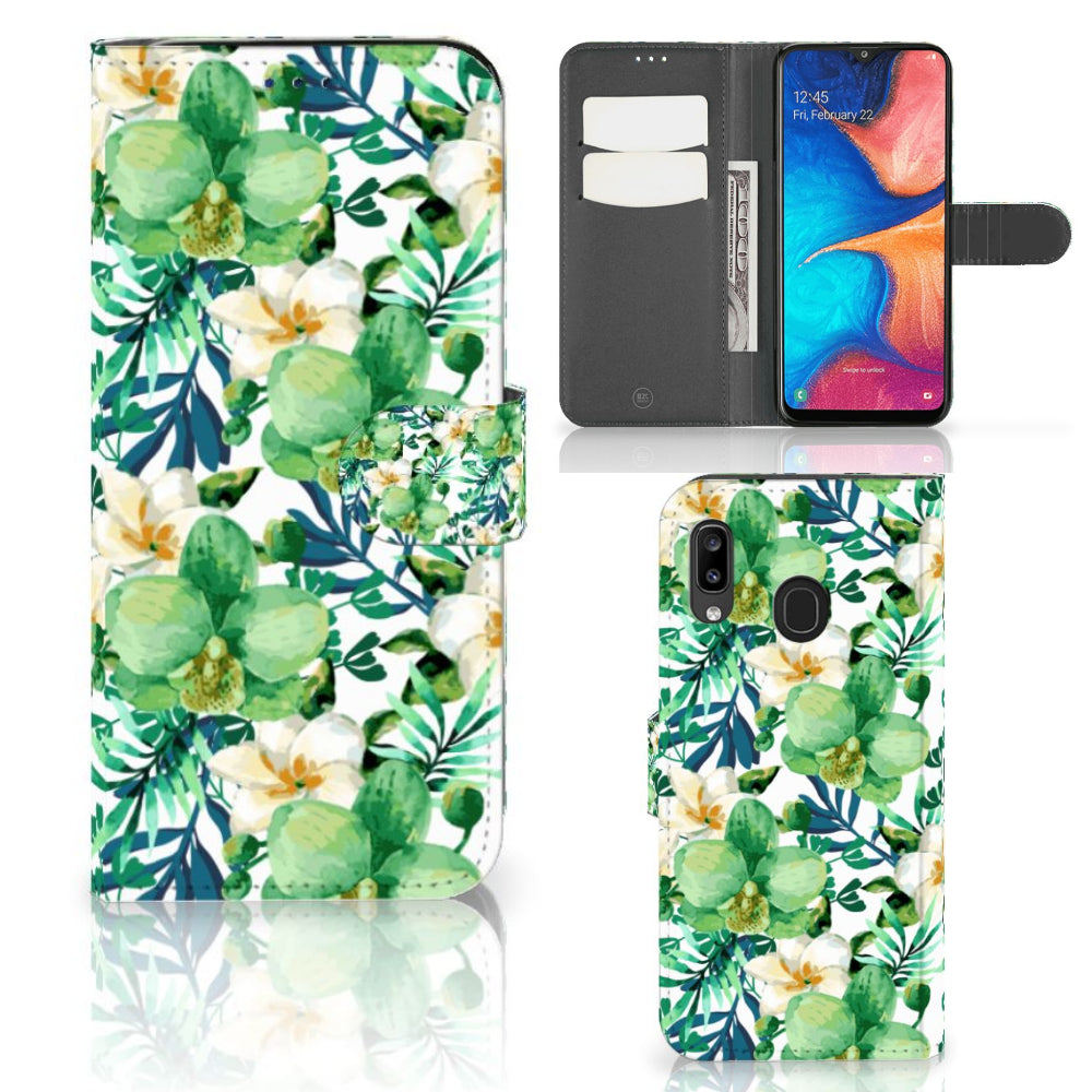 Samsung Galaxy A30 Hoesje Orchidee Groen