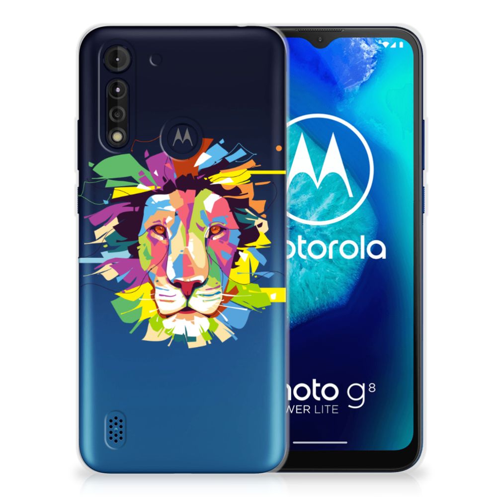 Motorola Moto G8 Power Lite Telefoonhoesje met Naam Lion Color B2C Telecom