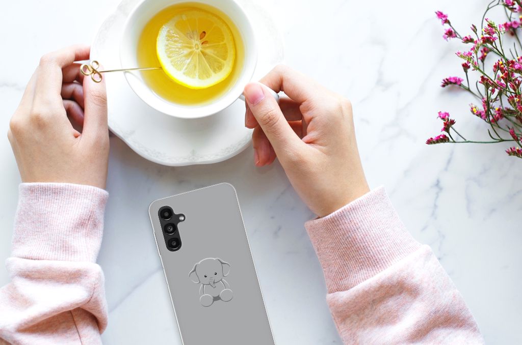 Samsung Galaxy A13 | A04s Telefoonhoesje met Naam Grijs Baby Olifant B2C Telecom