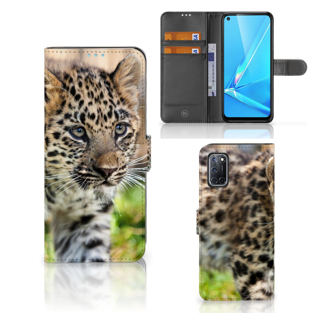OPPO A72 | OPPO A52 Telefoonhoesje met Pasjes Baby Luipaard