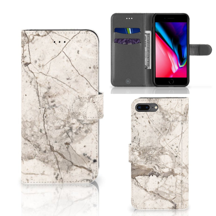 Apple iPhone 7 Plus | 8 Plus Bookcase Marmer Beige