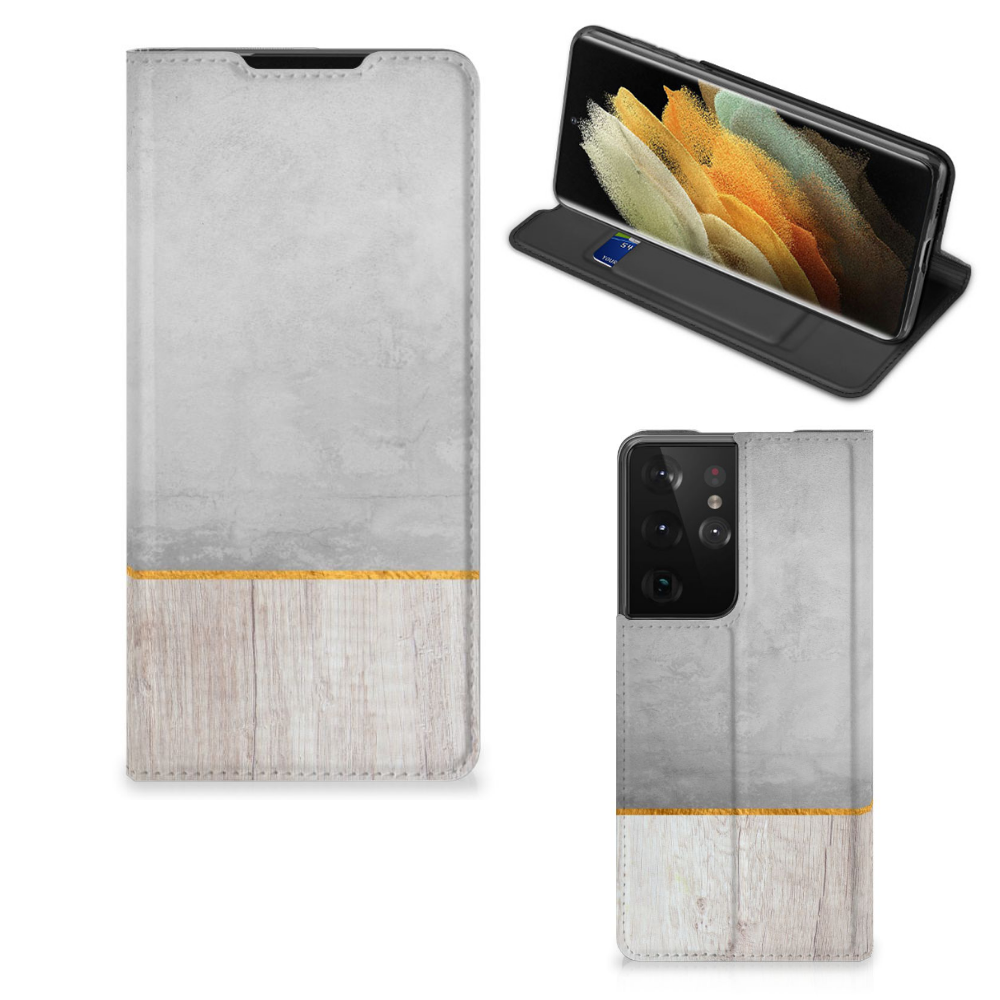 Samsung Galaxy S21 Ultra Book Wallet Case Wood Concrete - B2C Telecom