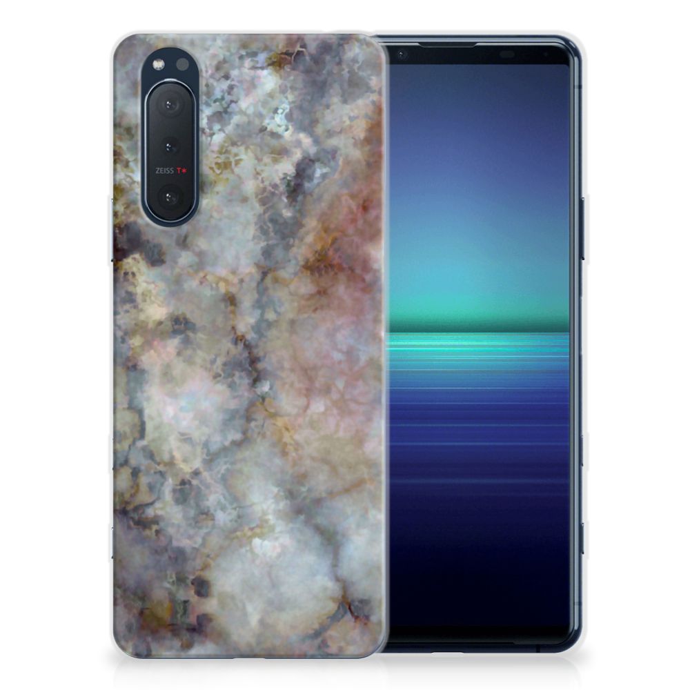 Sony Xperia 5II TPU Siliconen Hoesje Marmer Grijs B2C Telecom