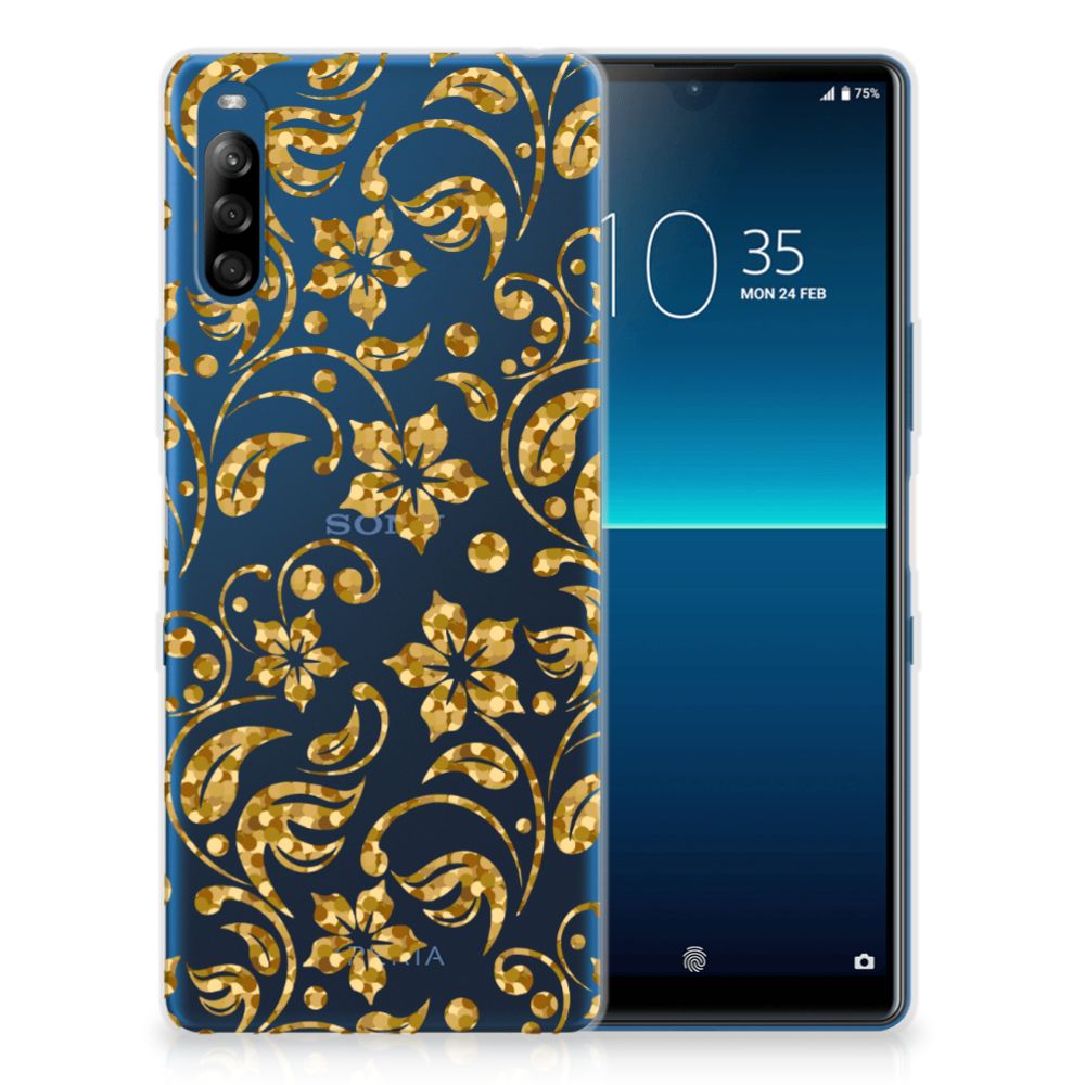 Sony Xperia L4 TPU Case Gouden Bloemen