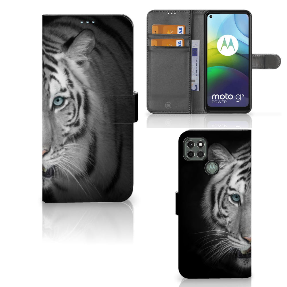 Motorola Moto G9 Power Telefoonhoesje met Pasjes Tijger