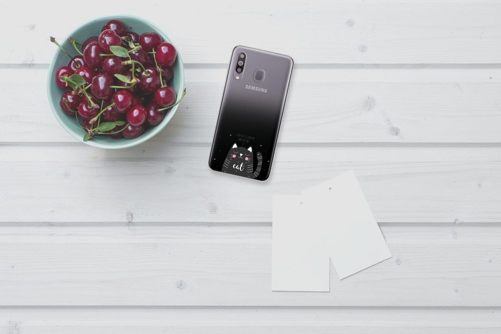 Samsung Galaxy M30 Telefoonhoesje met Naam Cat Good Day