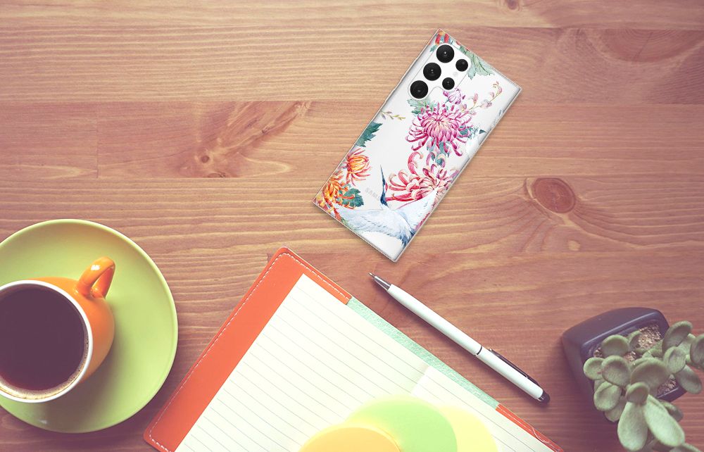 Samsung Galaxy S22 Ultra TPU Hoesje Bird Flowers B2C Telecom