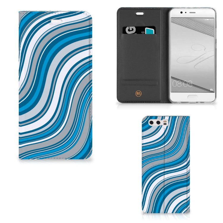 Huawei P10 Plus Hoesje met Magneet Waves Blue