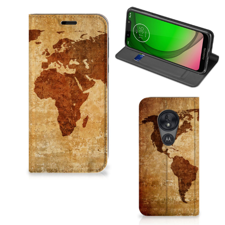 Motorola Moto G7 Play Book Cover Wereldkaart - B2C Telecom