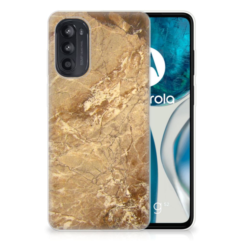 Motorola Moto G52/G82 TPU Siliconen Hoesje Marmer Creme