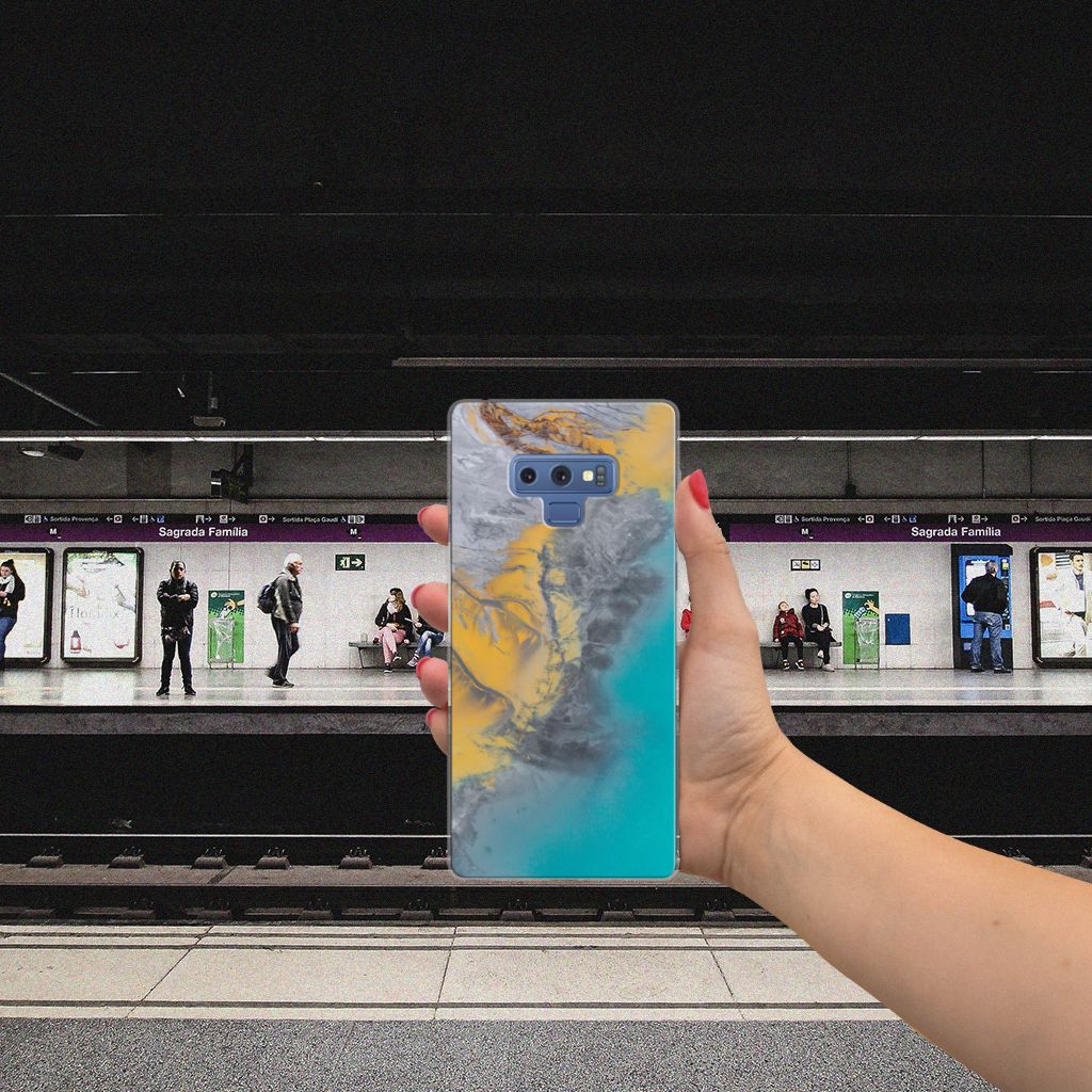 Samsung Galaxy Note 9 TPU Siliconen Hoesje Marble Blue Gold