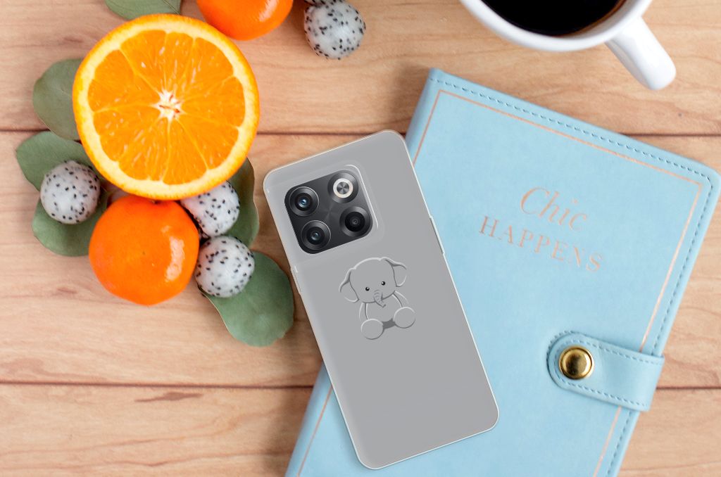 OnePlus 10T Telefoonhoesje met Naam Grijs Baby Olifant B2C Telecom