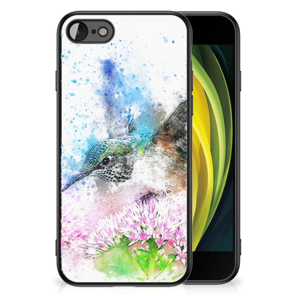 Kleurrijke Telefoonhoesje iPhone SE 2022 | SE 2020 | 7/8 Vogel met aquarel ontwerp van een kolibrie.