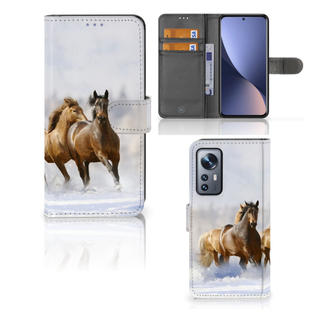 Xiaomi 12 | 12X Telefoonhoesje met Pasjes Paarden