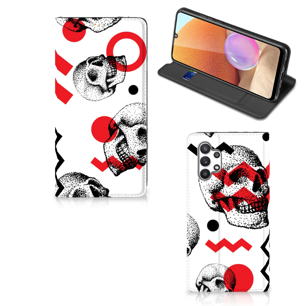 Mobiel BookCase Samsung Galaxy A32 4G | A32 5G Enterprise Editie Skull Red - B2C Telecom