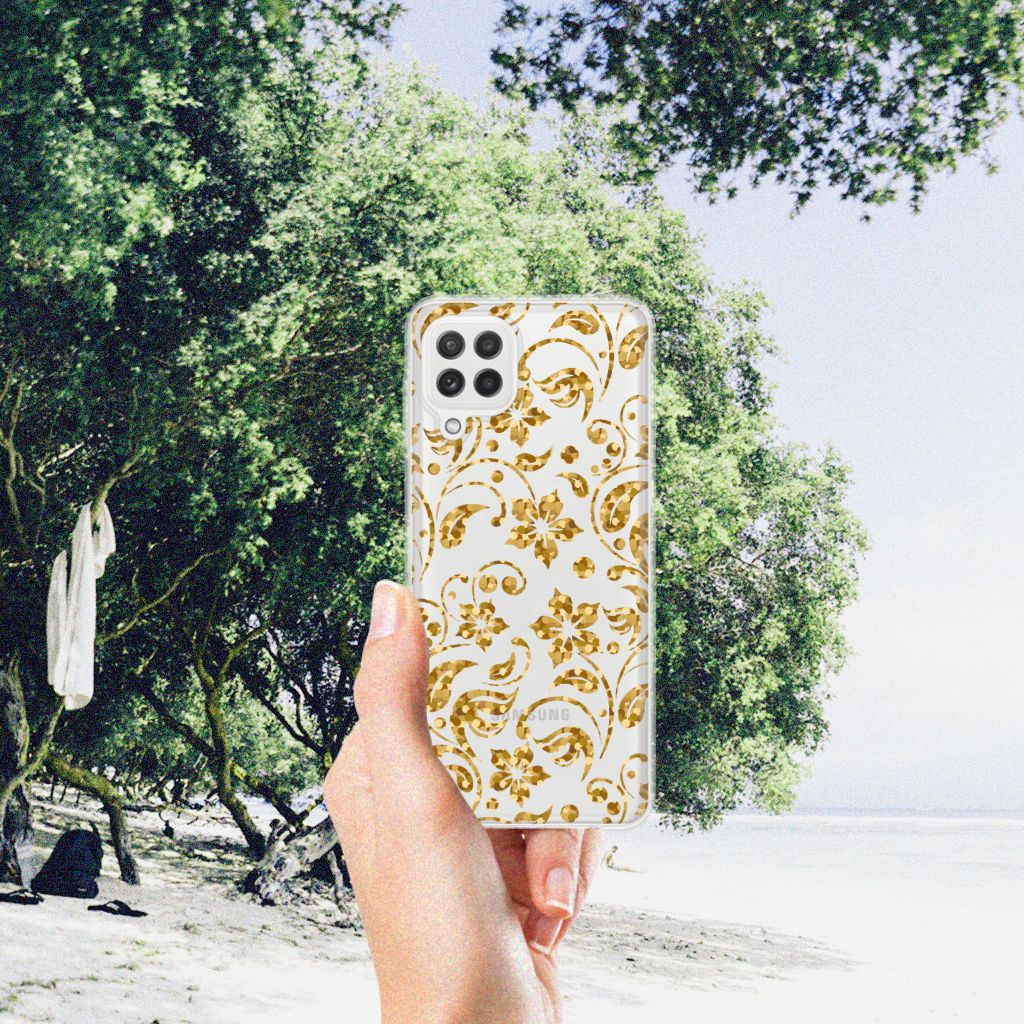 Samsung Galaxy A22 4G | M22 TPU Case Gouden Bloemen B2C Telecom