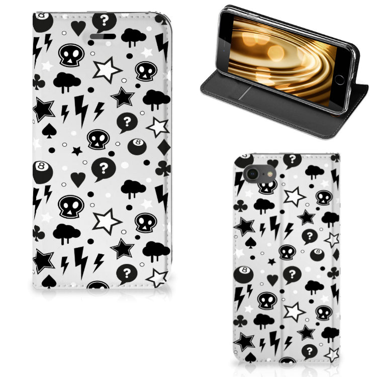 Mobiel BookCase iPhone 7 | 8 | SE (2020) | SE (2022) Silver Punk