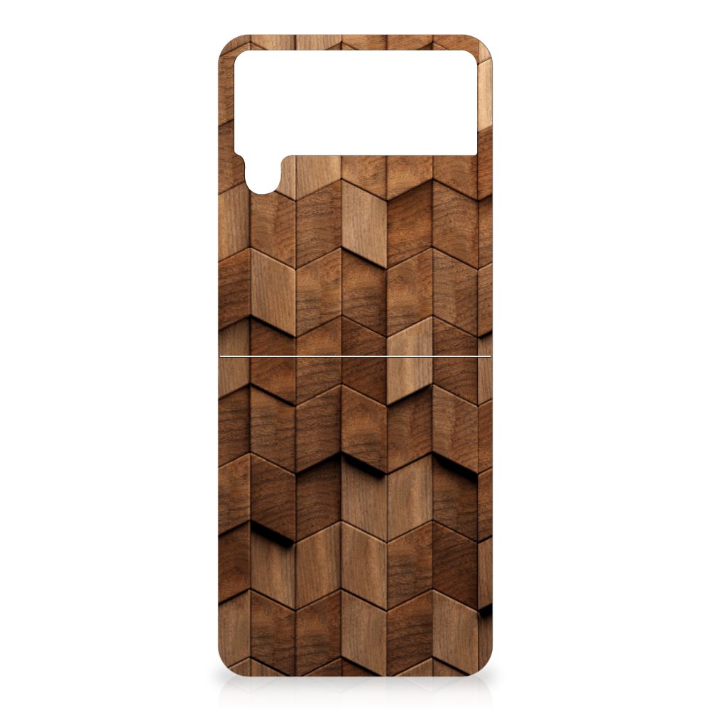Bumper Hoesje voor Samsung Galaxy Z Flip 4 Wooden Cubes