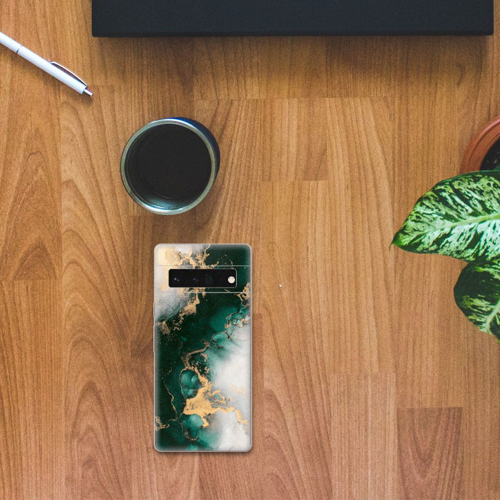TPU Siliconen Hoesje voor Google Pixel 6 Pro Marmer Groen B2C Telecom