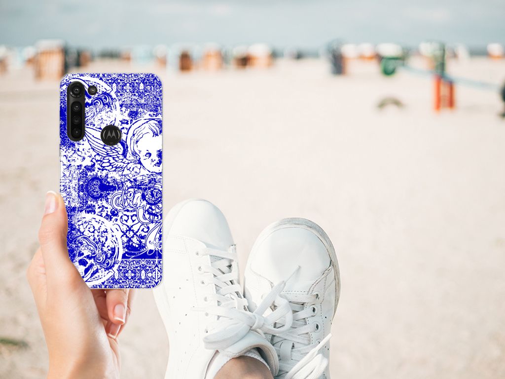 Silicone Back Case Motorola Moto G8 Power Angel Skull Blauw B2C Telecom