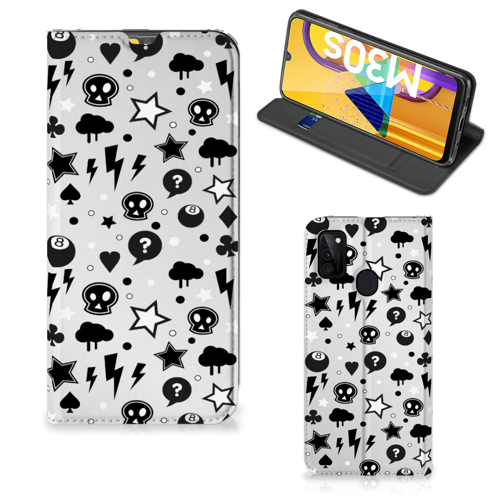 Mobiel BookCase Samsung Galaxy M30s | M21 Silver Punk - B2C Telecom