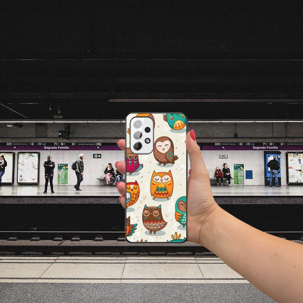 Samsung Galaxy A53 Dierenprint Telefoonhoesje Vrolijke Uilen B2C Telecom