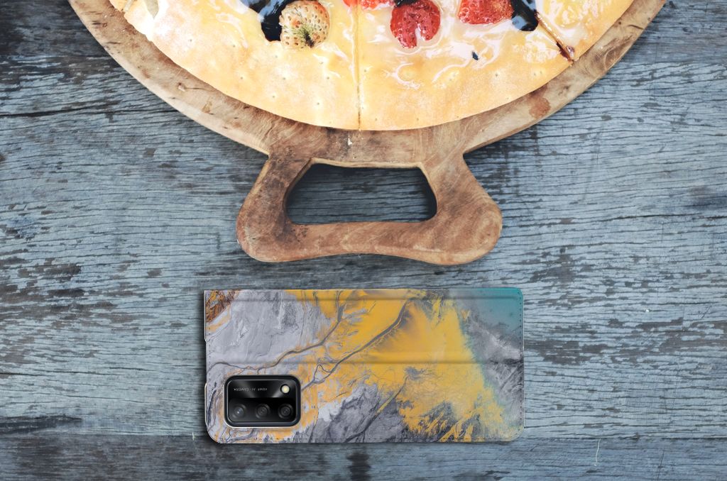 OPPO A74 4G Standcase Marble Blue Gold - B2C Telecom