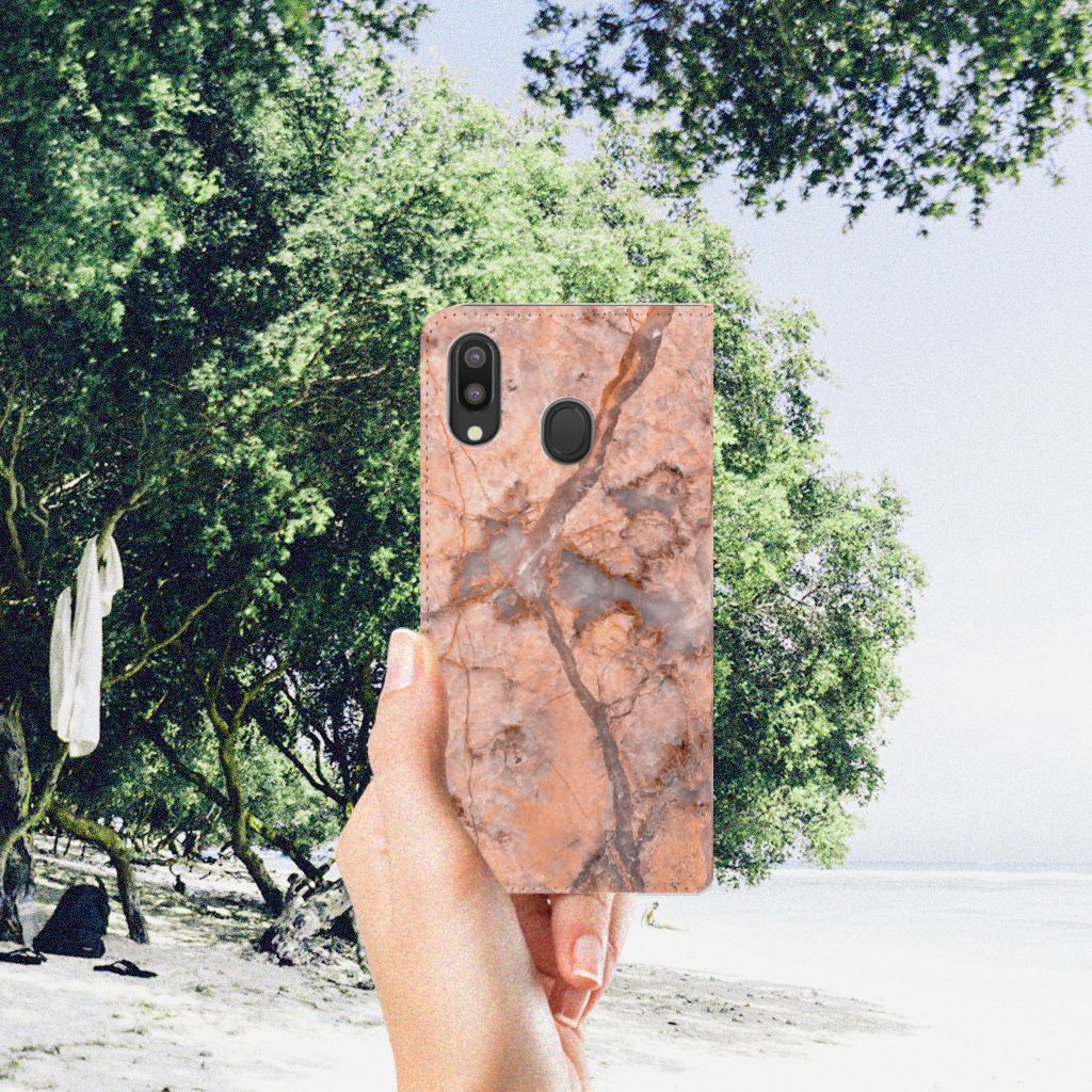Samsung Galaxy M20 Standcase Marmer Oranje
