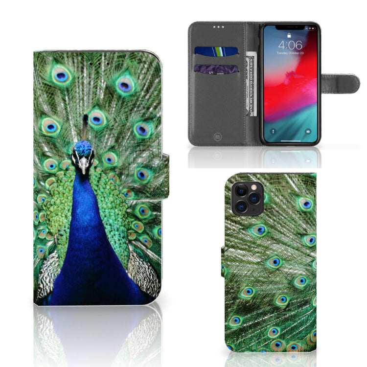 Apple iPhone 11 Pro Max Telefoonhoesje met Pasjes Pauw