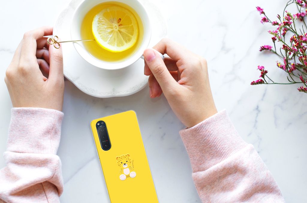 Sony Xperia 5II Telefoonhoesje met Naam Baby Leopard B2C Telecom