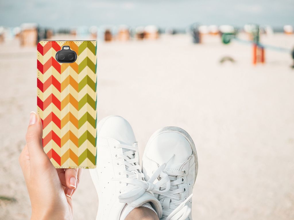 Sony Xperia 10 Hoesje met Magneet Zigzag Multi Color