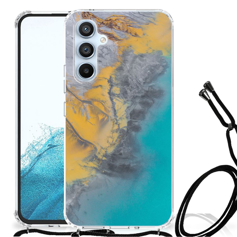 Samsung Galaxy A54 5G Anti-Shock Hoesje Marble Blue Gold