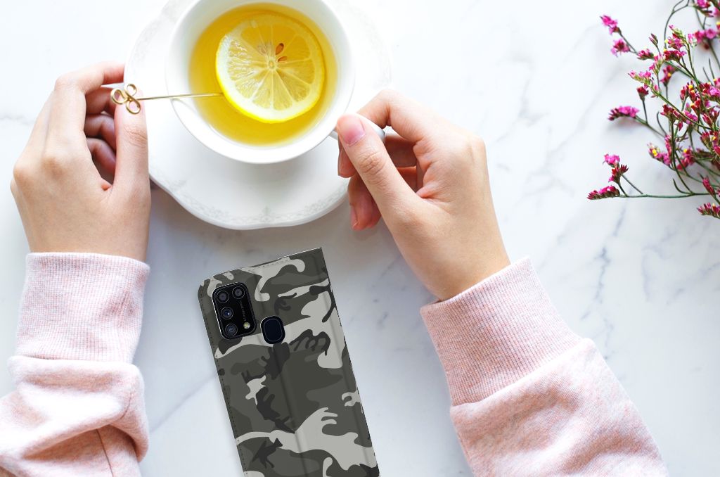 Samsung Galaxy M31 Hoesje met Magneet Army Light - B2C Telecom