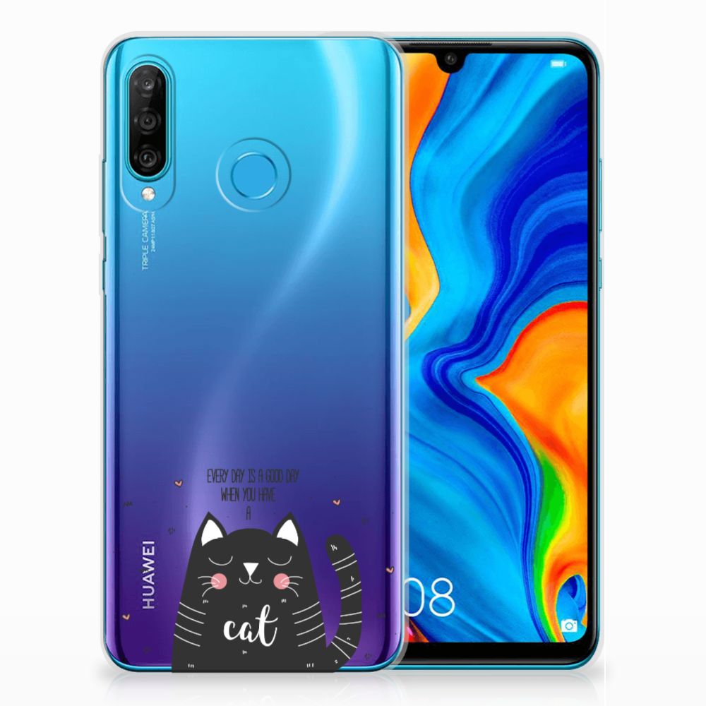 Huawei P30 Lite Telefoonhoesje met Naam Cat Good Day