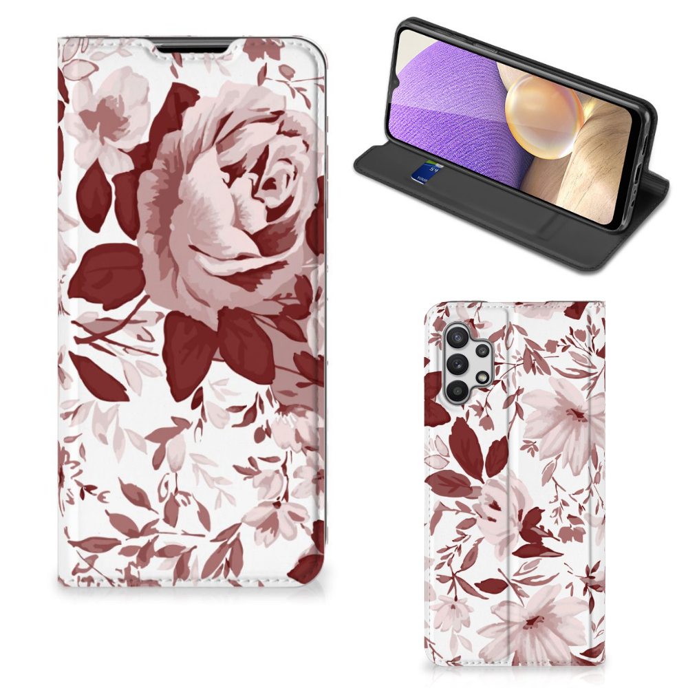 Bookcase Samsung Galaxy A32 5G Watercolor Flowers - B2C Telecom