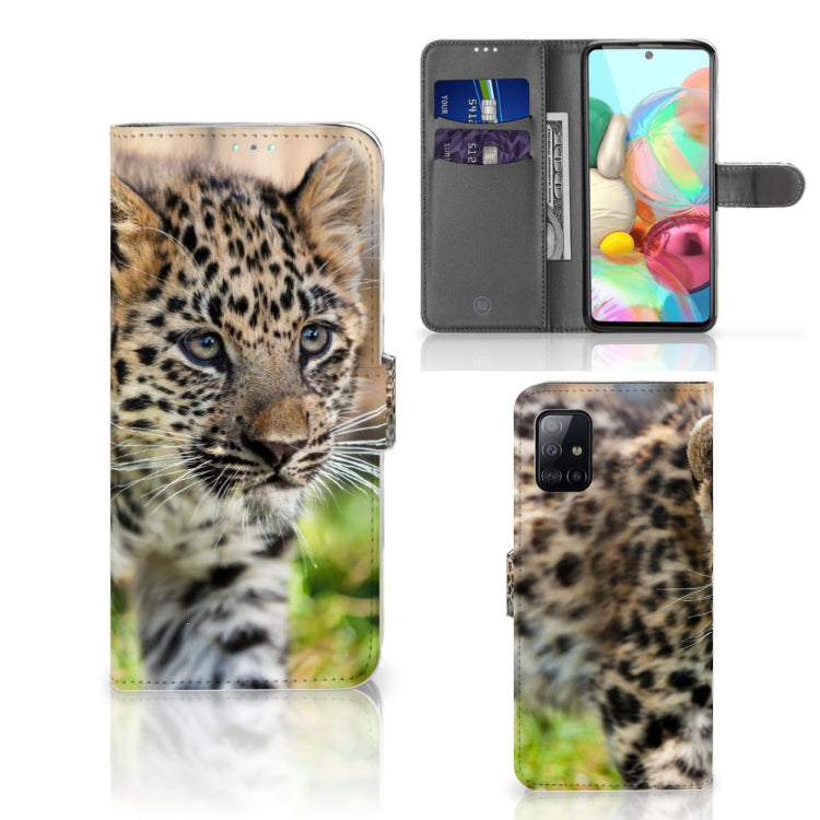 Samsung Galaxy A71 Telefoonhoesje met Pasjes Baby Luipaard