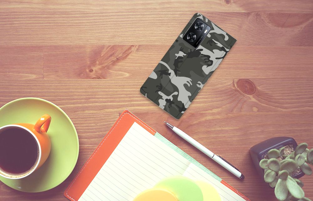 OPPO A57 | A57s | A77 4G Hoesje met Magneet Army Light - B2C Telecom