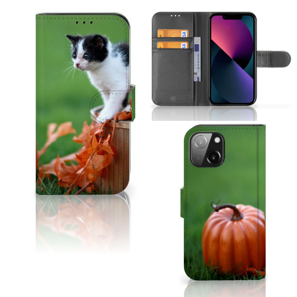 iPhone 13 Mini Telefoonhoesje met Pasjes Kitten
